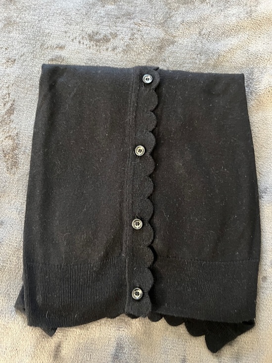 kate spade scallop-edge black light weight cardigan sweater - Picture 2 of 7